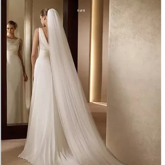 NEW 2 layer cathedral length veil with comb main image 5